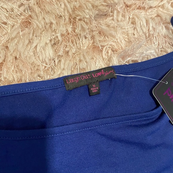 Navy blue cold shoulder crop top - Picture 2 of 3